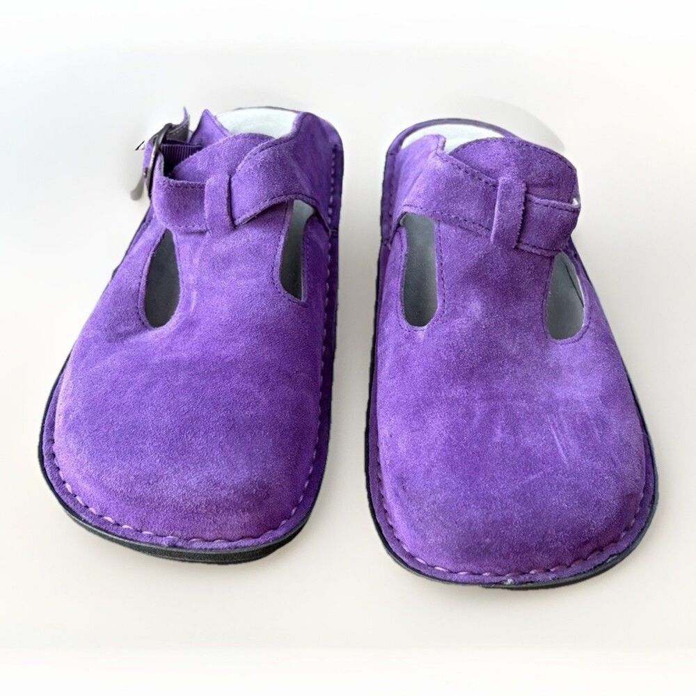 Alegria Classic Clog Deep Amethyst Purple Suede Shoes Size 38 Comfort Slip On 8 - Picture 2 of 9